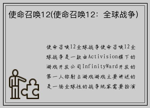 使命召唤12(使命召唤12：全球战争)